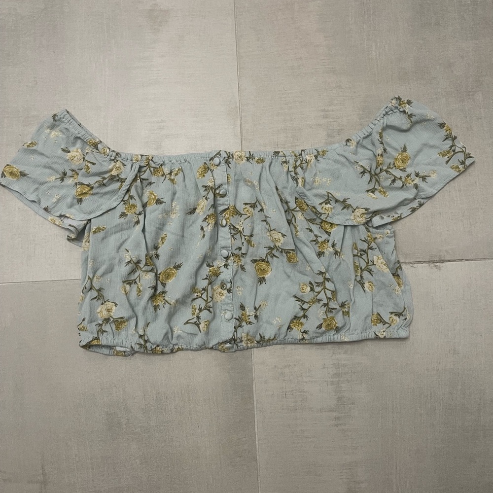 Floral Off the Shoulder Crop Too
